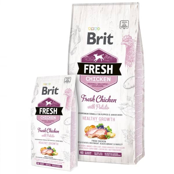BRIT FRESH CHICKEN POTATO PUPPY sausā barība suņiem Vista, kartupeļi 2.5kg